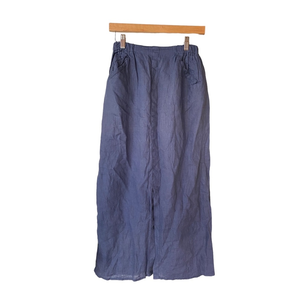 Flax By Jeanne Engelhart 100% Linen Maxi Skirt With Front Slit Women’s Small